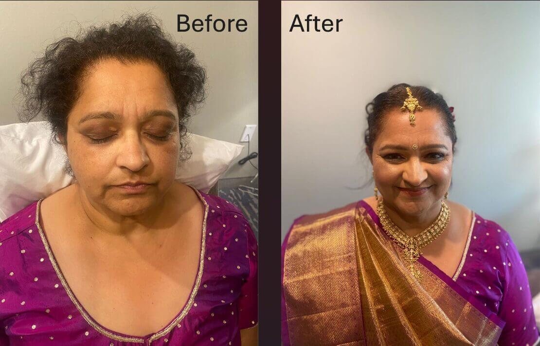 Bridal makeup — before and after