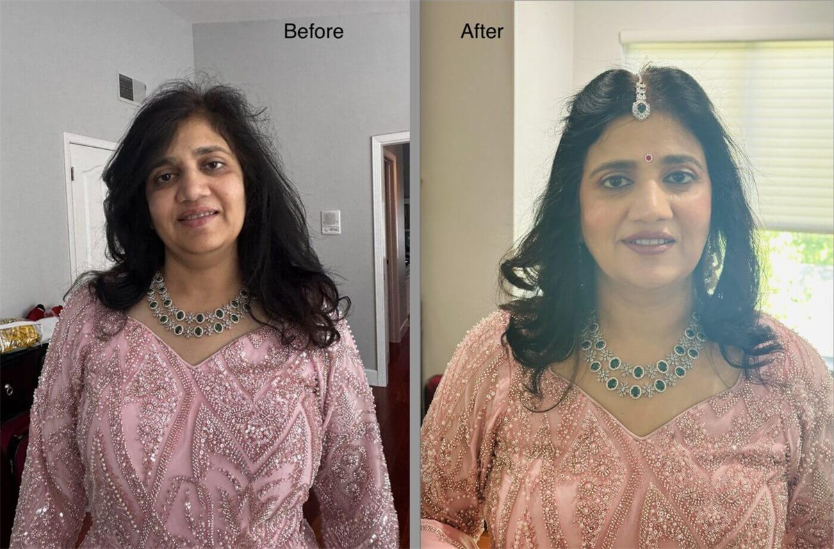 Event makeup and hair — before and after